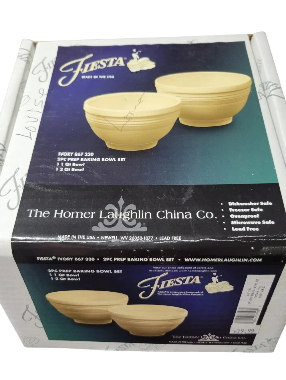 Fiesta Ware Ivory Prep Bowl Set NIB Retired 2-Piece Mixing Bowl Set Made in USA